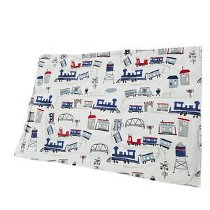 Pottery Barn‎ Kids Standard Train Pillowcase Cotton Blend Boy Blue Red